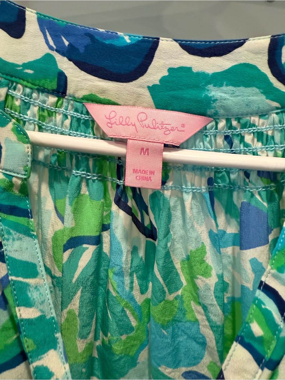 Lilly Pulitzer Green & Blue Cold-Shoulder Tunic - Picture 4 of 7